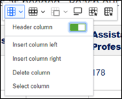 A screenshot showing how Drupal sets table headers.