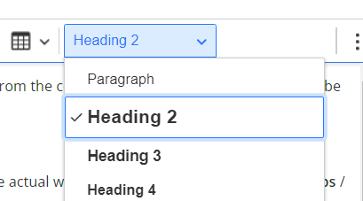 Heading styles selection menu in Drupal