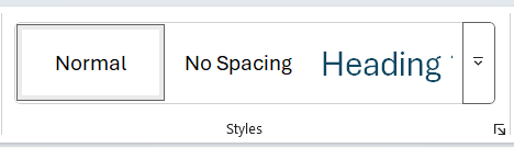Heading styles selection menu in Microsoft Word